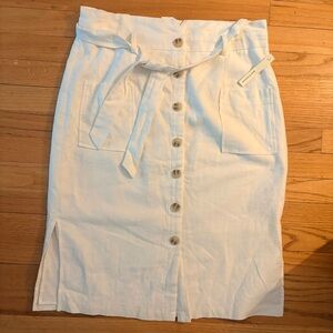 June & Hudson White Button-Front Pencil Skirt